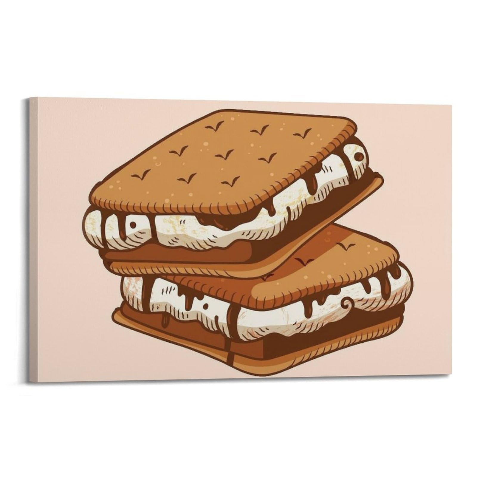 WIZIGM Cartoon bemalte Schokolade – gefülltes Plätzchen-Poster, moderne Wandkunst, Leinwand, ästhetische Dekoration, Gemälde, 50 x 75 cm, Rahmenstil
