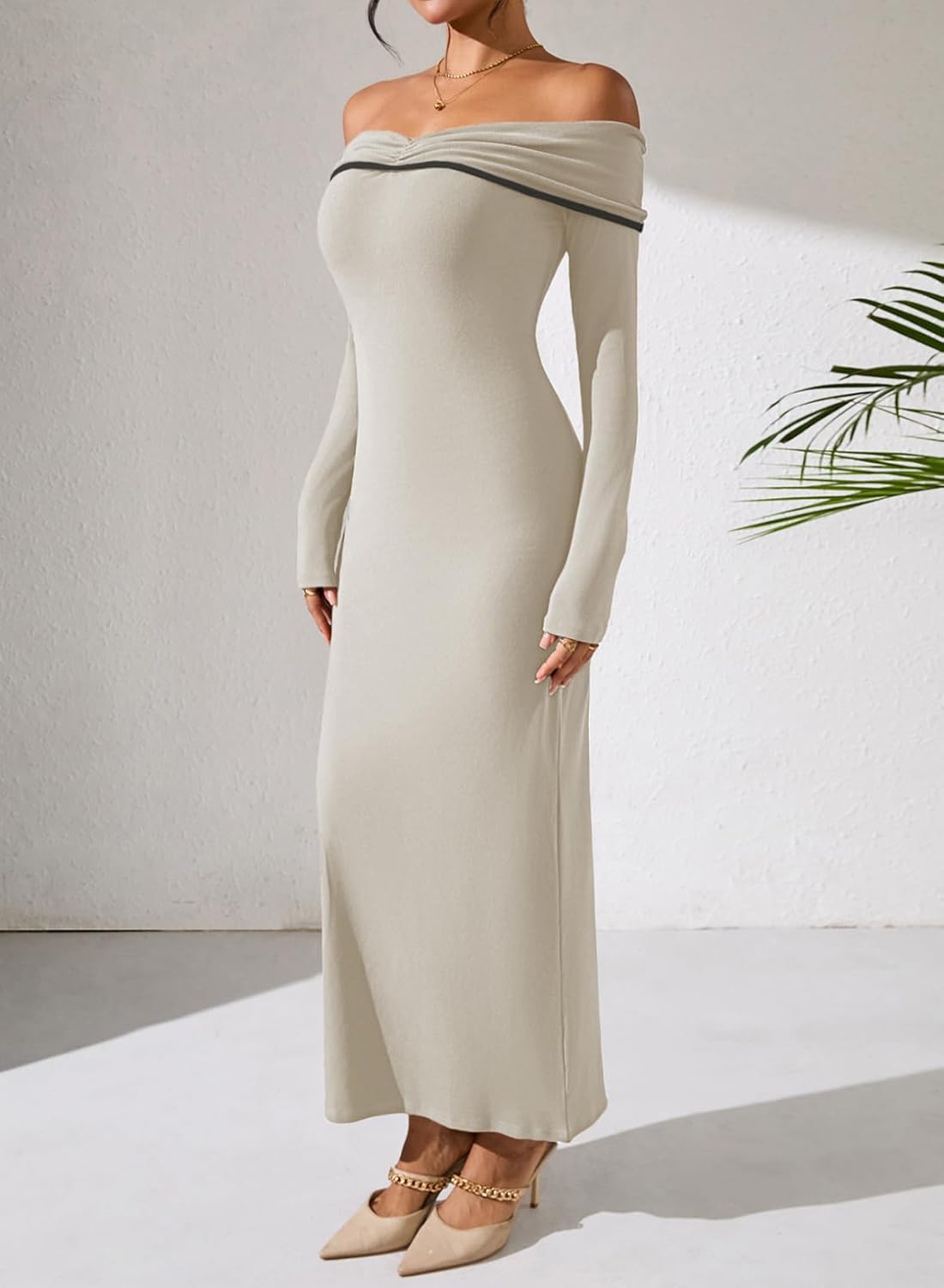 Pink Queen Off Shoulder Bodycon Dress for Women 2025 Sexy Fall Winter Long Sleeve Slim Fitted Cocktail Party Formal Dresses - Image 3