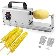 Commercial Electric Tornado Potato Spiral Cutter, Professional Stainless Steel Potato Twister Machine, for Curly Fries, Twist Hot Dog
