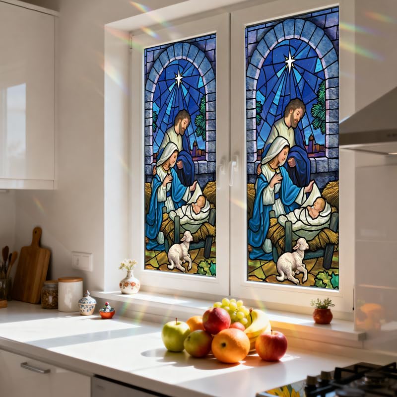 Vinilo decorativo para ventana con diseño vidriera 18x40 pulgadas miniatura 7