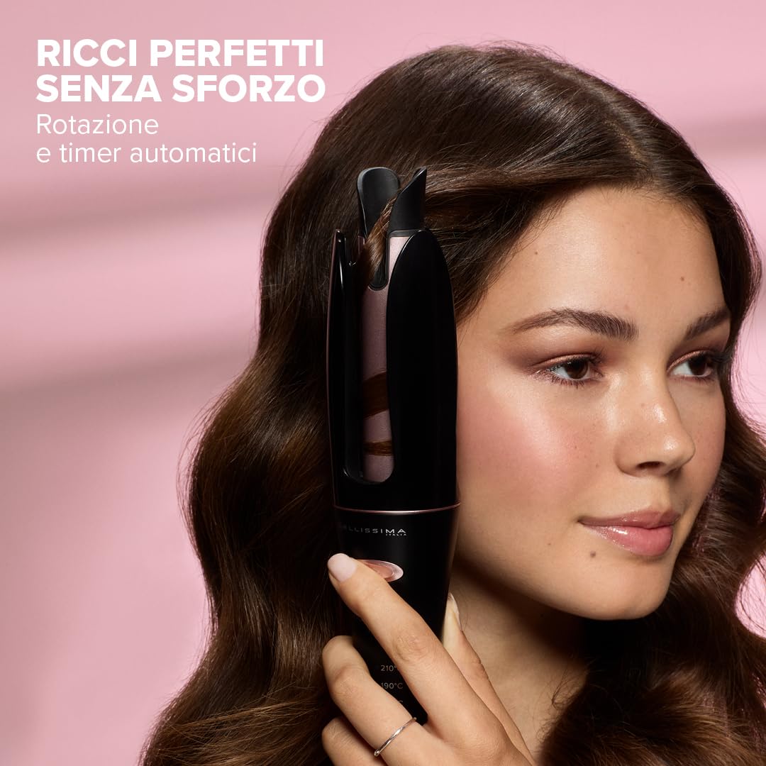 Bellissima Imetec Ricci&Curl HD – Ferro Arricciacapelli per Ricci e Onde in un Gesto, Rotazione Automatica Bidirezionale & Ion Ceramic, Capelli Luminosi Senza Crespo