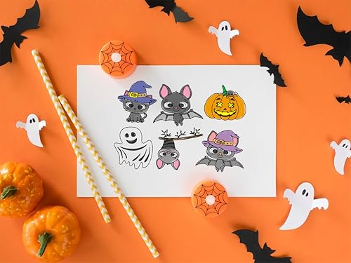 Miniatura 8 de Hying Sello transparente de murciélagos de calabazas de Halloween para hacer tarjetas, fondo de árboles muertos de Halloween, sellos de goma,