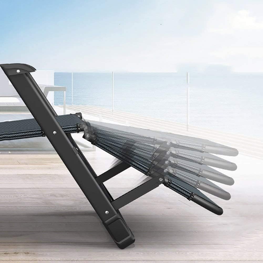 Sun Lounger Patio Chairs Reclining for Heavy People Outdoor Beach Lawn Camping Portable Chair Foldable Garden Deck Chair with Neck Pillow Support 200kg (Color, Blue Pattern),Blue Pattern