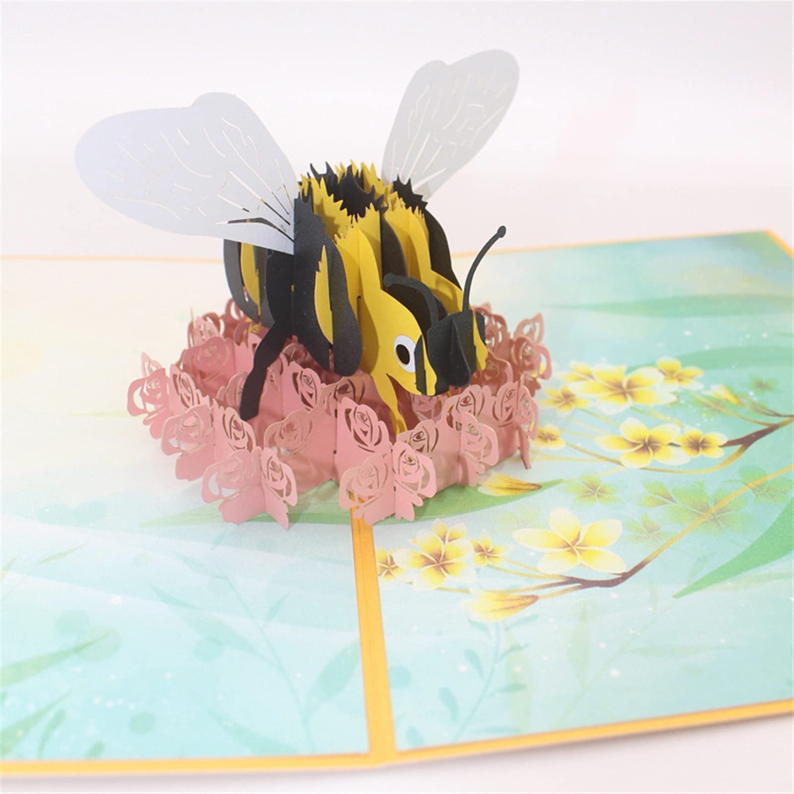 Carte de mariage Cartes de vœux 3D découpé au laser à la main coloré Abeille Papier Invitation Cartes de vœux Carte postale + Enveloppe Enfants Petite amie Fête d'anniversaire Cadeau Carte de vœux Inv