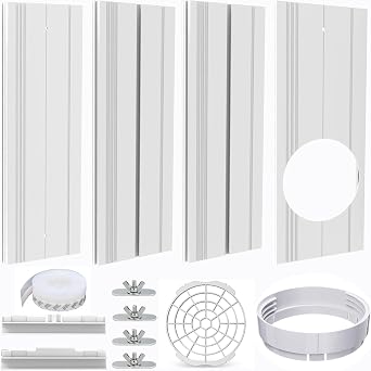 Portable Air conditioner Window Vent Seal Kit Fit for 5.9" Exhaust Hose, Mobile AC Unit Window Vent Kit with 4 Vent Seal Plates for Vertical/Horizontal Sliding Window