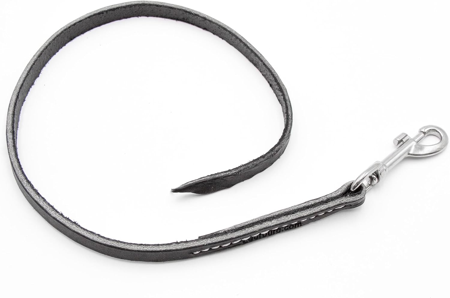 Leerburg 2' by 3/8" Leather Obedience/Drag Leash - Black w/Stainless Steel Hardware