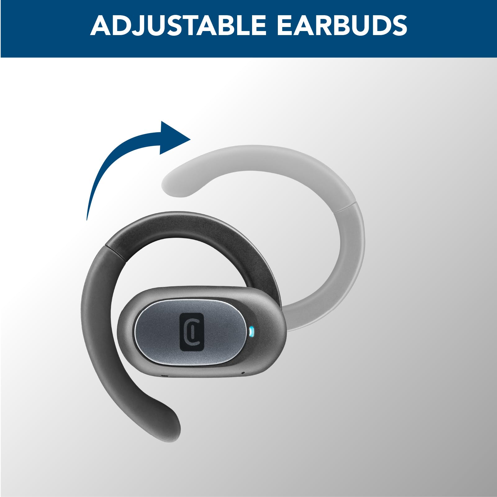 cellularline - Auricular Bluetooth Open-Ear - 54 Horas de autonomía - Certificado IPX5 Resistente al Sudor y a Las Salpicaduras - Diadema Ajustable - Negro
