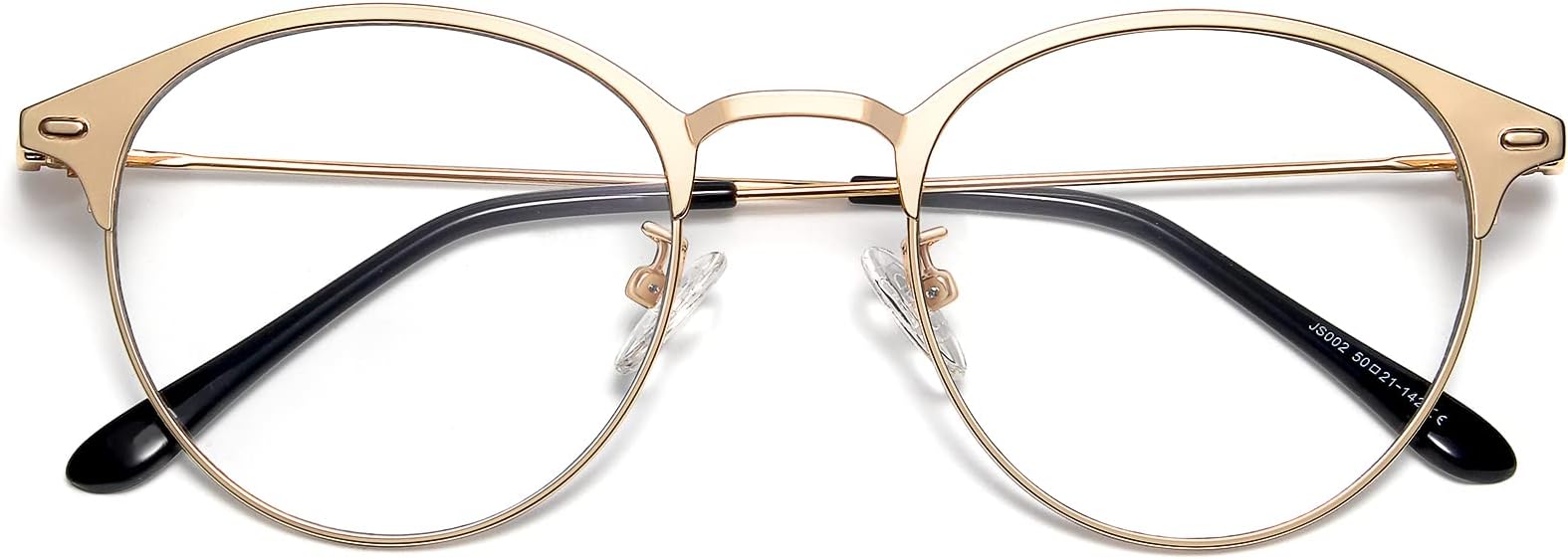 livhoBlue Light Blocking Glasses For Women Men -Retro Round Metal Frame Clear Lens Eyewear -Anti UV400/Blue Ray