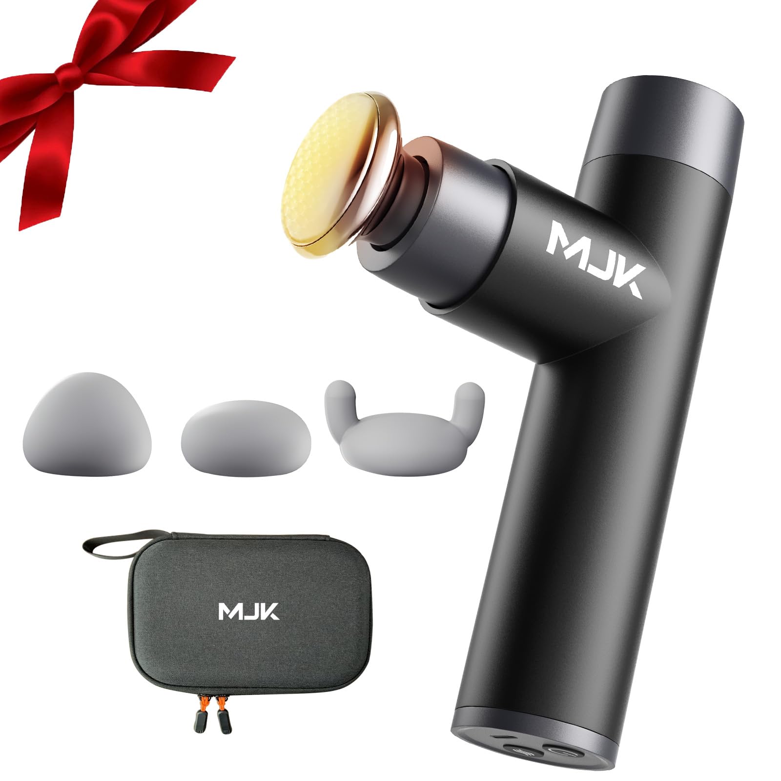 Mini Massage Gun, Percussion Deep Tissues Muscle with Heat, Portable Full-Metal Massage Gun with 3 Interchangeable Heads | 4 Speeds | Compact Sports Massager Helps Relieve Sore Muscles and Stiffness