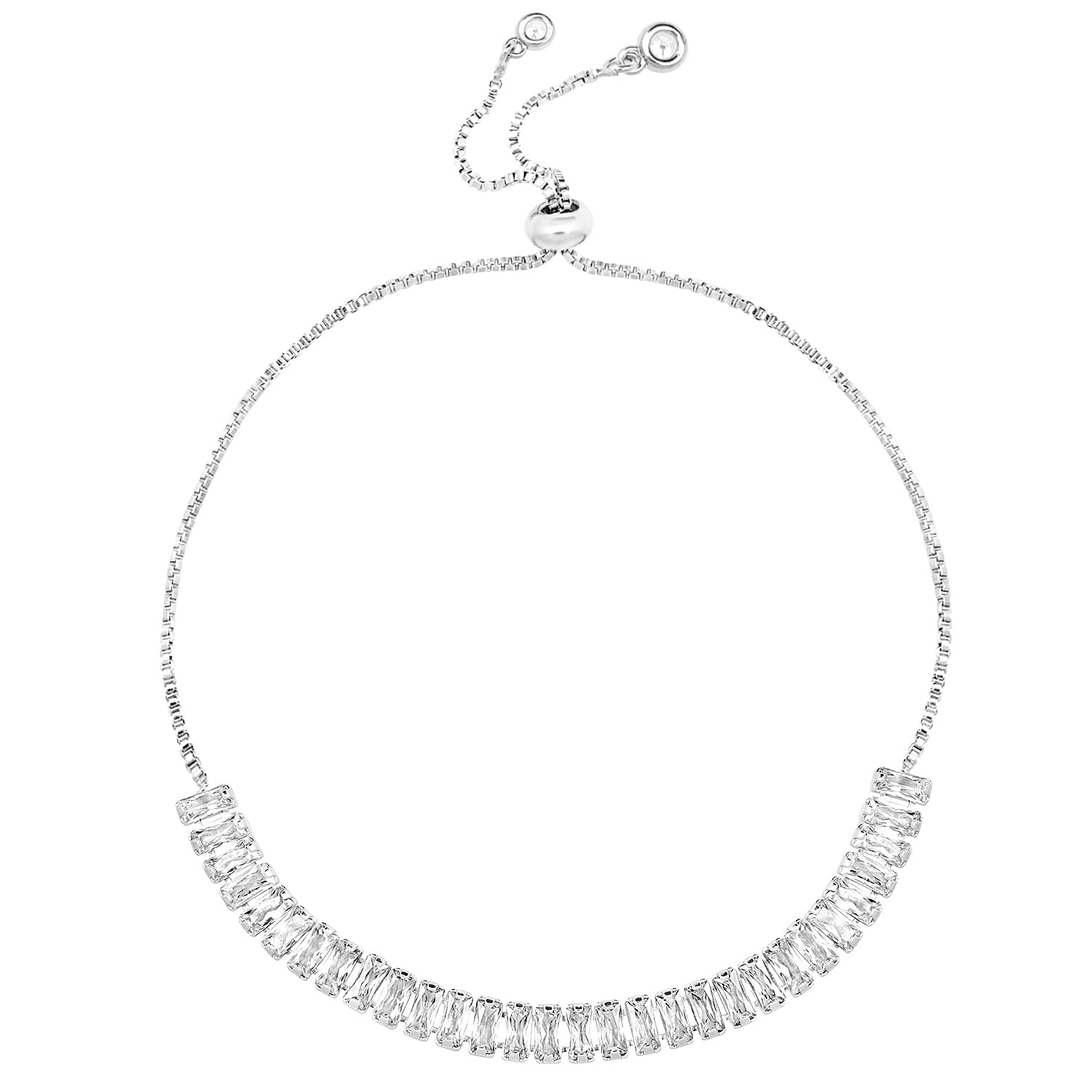 Peora Silver Plated Cubic Zirconia Studded Adjustable Slider Bracelet Fancy Gift for Girls and Women (B0C37CJ2ZR) Amazon Price History, Amazon Price Tracker
