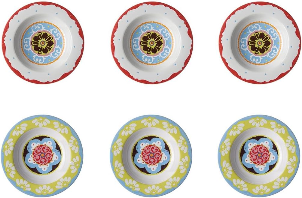 Nador Set of 6 Soup Plates Mixed Colours Mediterranean Style