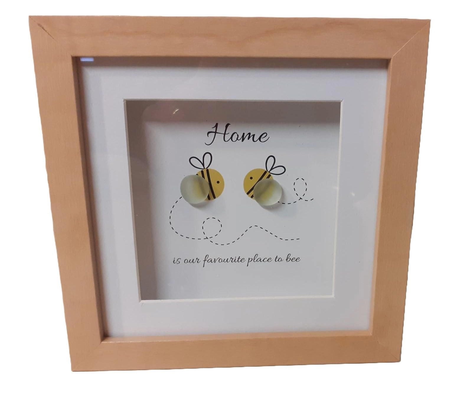 Joe Davies Multi Coloured Pebble Glass Square Plaque Bee