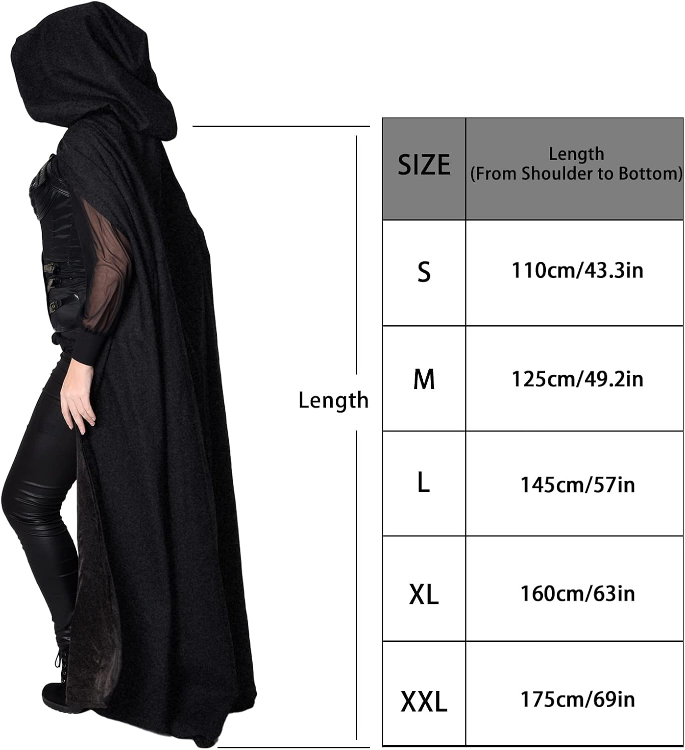 Halloween Cloak, Hooded Cape Cosplay Costume Unisex Robe Velvet Cloak - Image 5