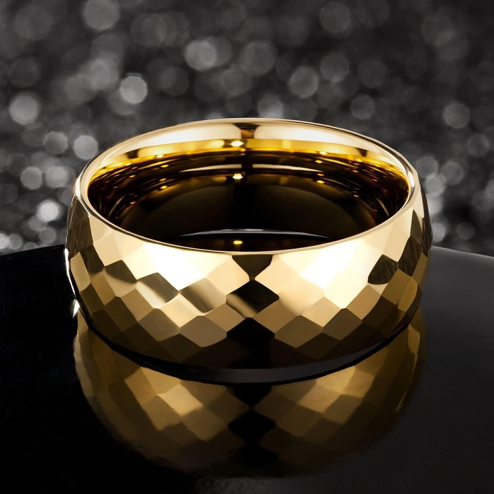 Anillos Tungsteno Hombre Mujer Grabado Personalizado,Anillo Redondo Simple 8MM Anillo Boda Oro Anillos de Compromiso Hombre Mujer