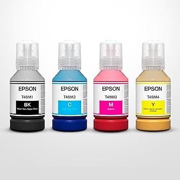 مجموعة إعادة تعبئة كاملة بسعة 140 مل من زجاجات حبر التسامي الصبغي الأصلية من Epson T49M لطابعات SureColor F570 وF170 حبر عالي السعة للمطبوعات النابضة بالحياة والاحترافية