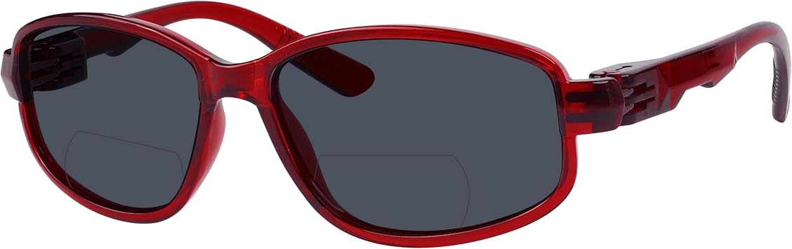 BFOCO Bifocal Sunglasses With Metalless & Screwless Spring Hinges for Men - Sports Bifocal Sunnies Glossy Red +2.50