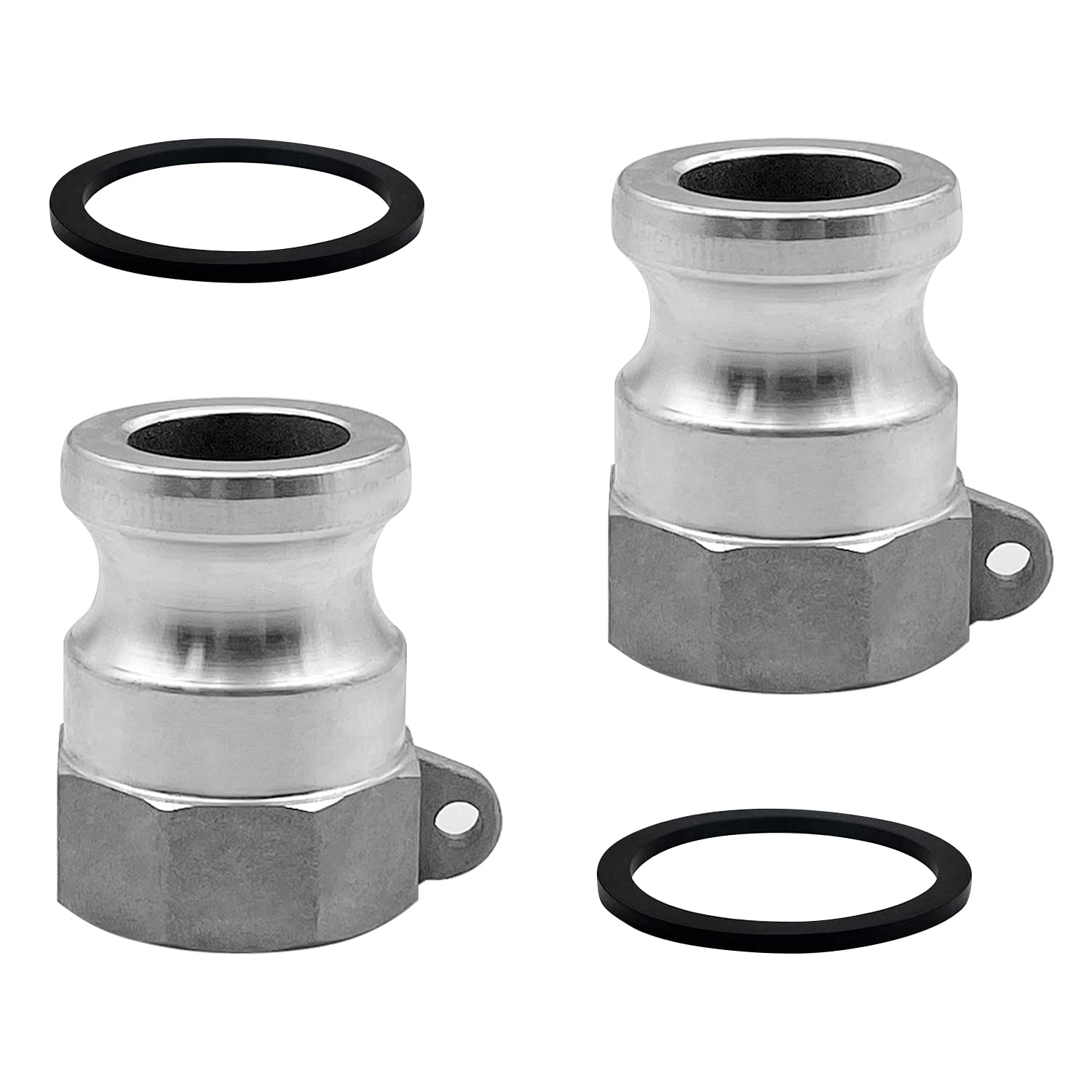 2PCS Type A Aluminum Global Cam and Groove Hose Fitting NPT A-300 3" Type A with 2 PCS Camlock Gasket Male Camlock with Female Threads (3 inch, Type A)