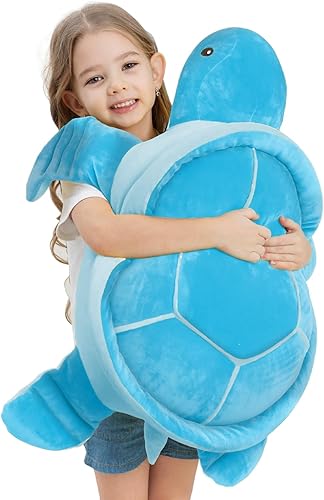 Animales de peluche de tortuga marina de 28'' gigantes y suaves, gran almohada de tortuga azul oceánica de peluche, peluches de regalo para niños,