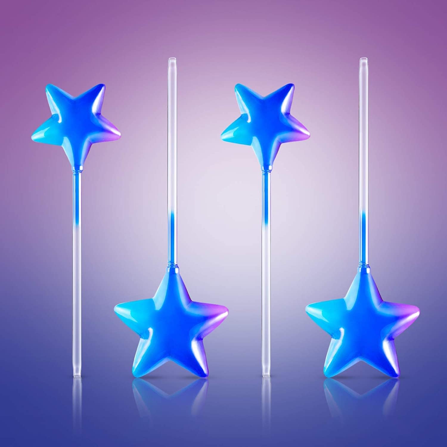 NiHome 4PCS Value Pack Hand Blown Glass Self Watering Bulbs, Indoor Outdoor Garden Patio Potted Plant Flower Auto Irrigation Aqua Spike Decor (Star-Shaped Night Sky Gradient Color)