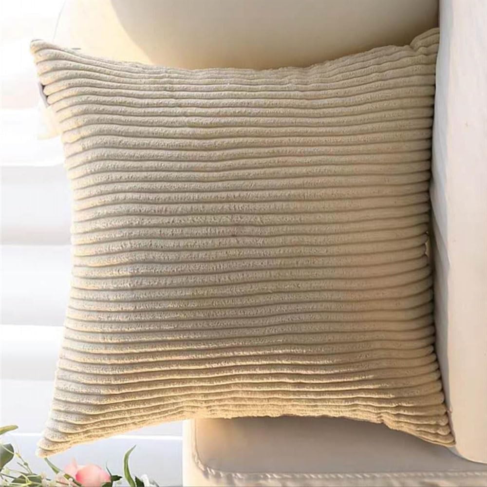 SWJ-swjssb Super King Size Pillow Cases 80x80 75x75 Cm,Square Extra Large Cushion Covers Soft Throw Pillow Cover With Zipper Corduroy Decorative Pillowcases For Sofa Couch(Light Khaki,20x20 inch 1pc)