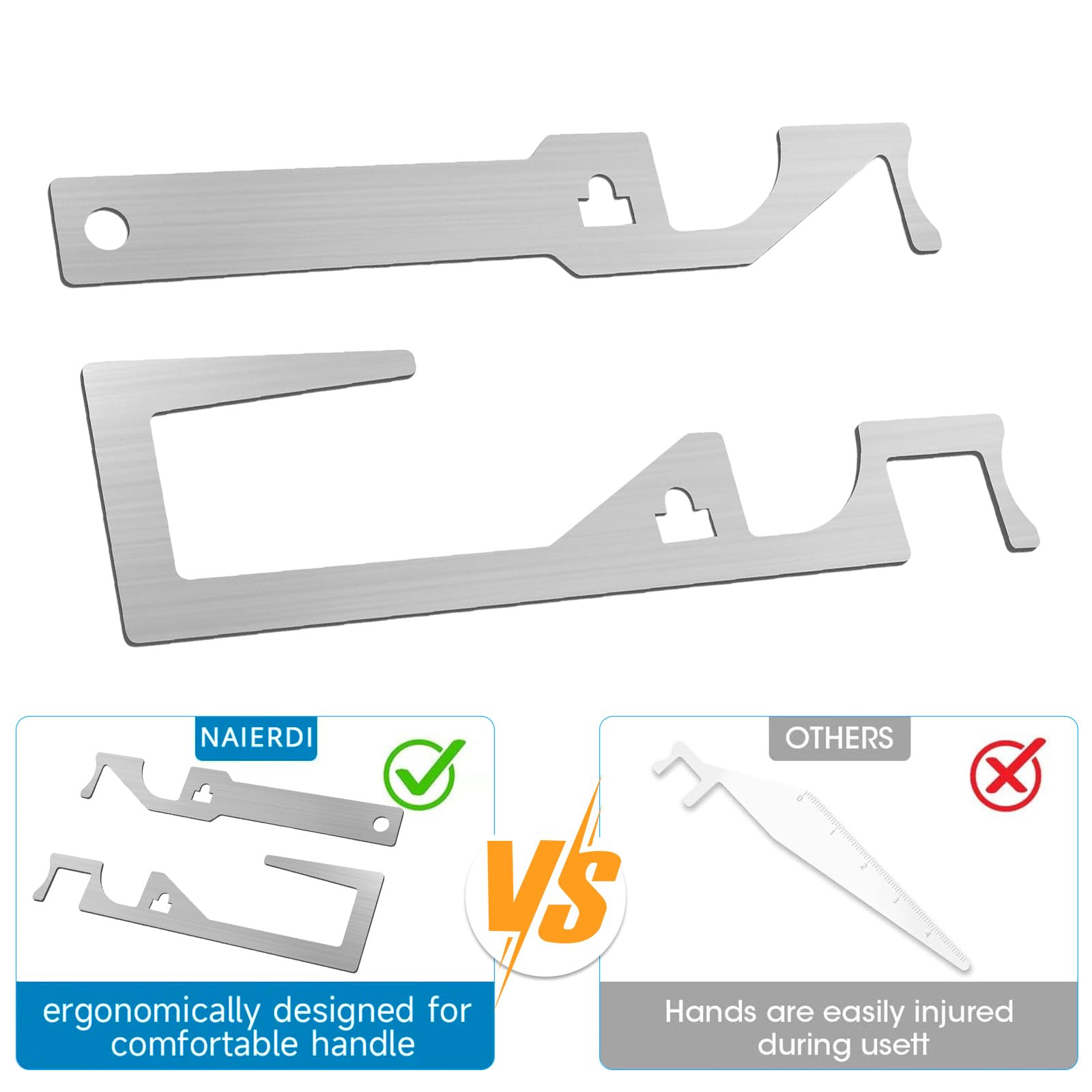2 Pack Door Opener Firefighting Hand Tool,Stainless Steel Hand Hall Pass Tool,Multipurpose Leverage Firefighting Tools - Image 3