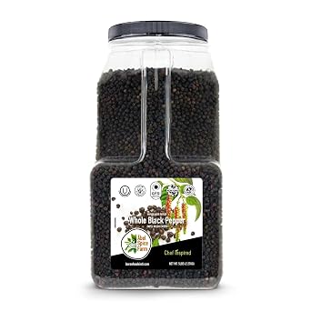 Abel Spice Farm Whole Black Peppercorns, 5 Lb Bulk Pack, 100% Natural