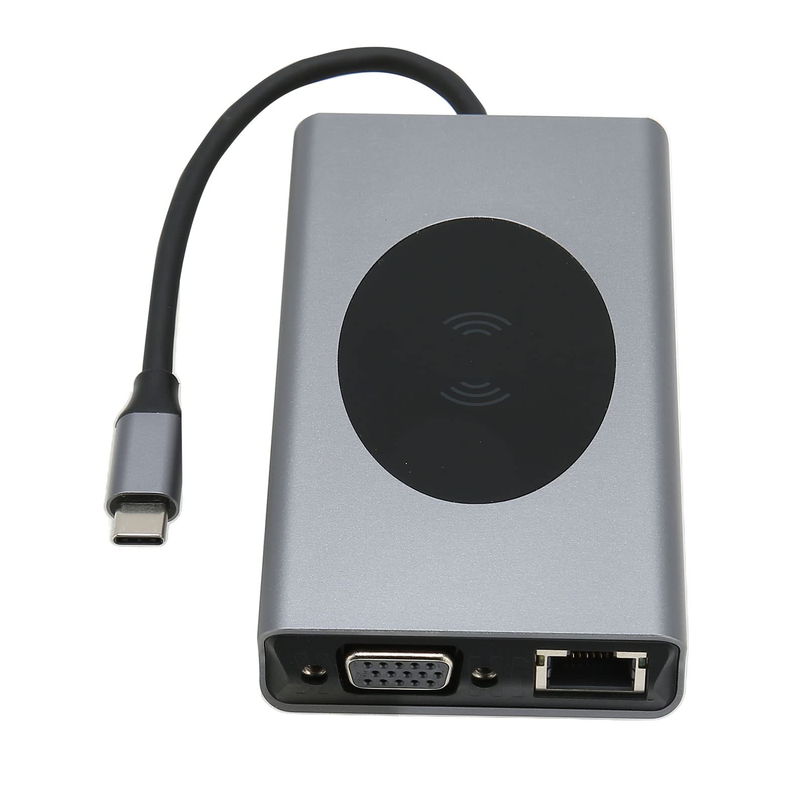 Yunseity Adaptador Multipuerto 13 en 1 USB C Hub, Tipo C a HDMI+VGA+USB3.0 * 5+SD+TF+RJ45+PD+AUDIO3.5+Carga Inalámbrica 10W Estación de Acoplamiento Dongle, Adaptador USB C Dongle