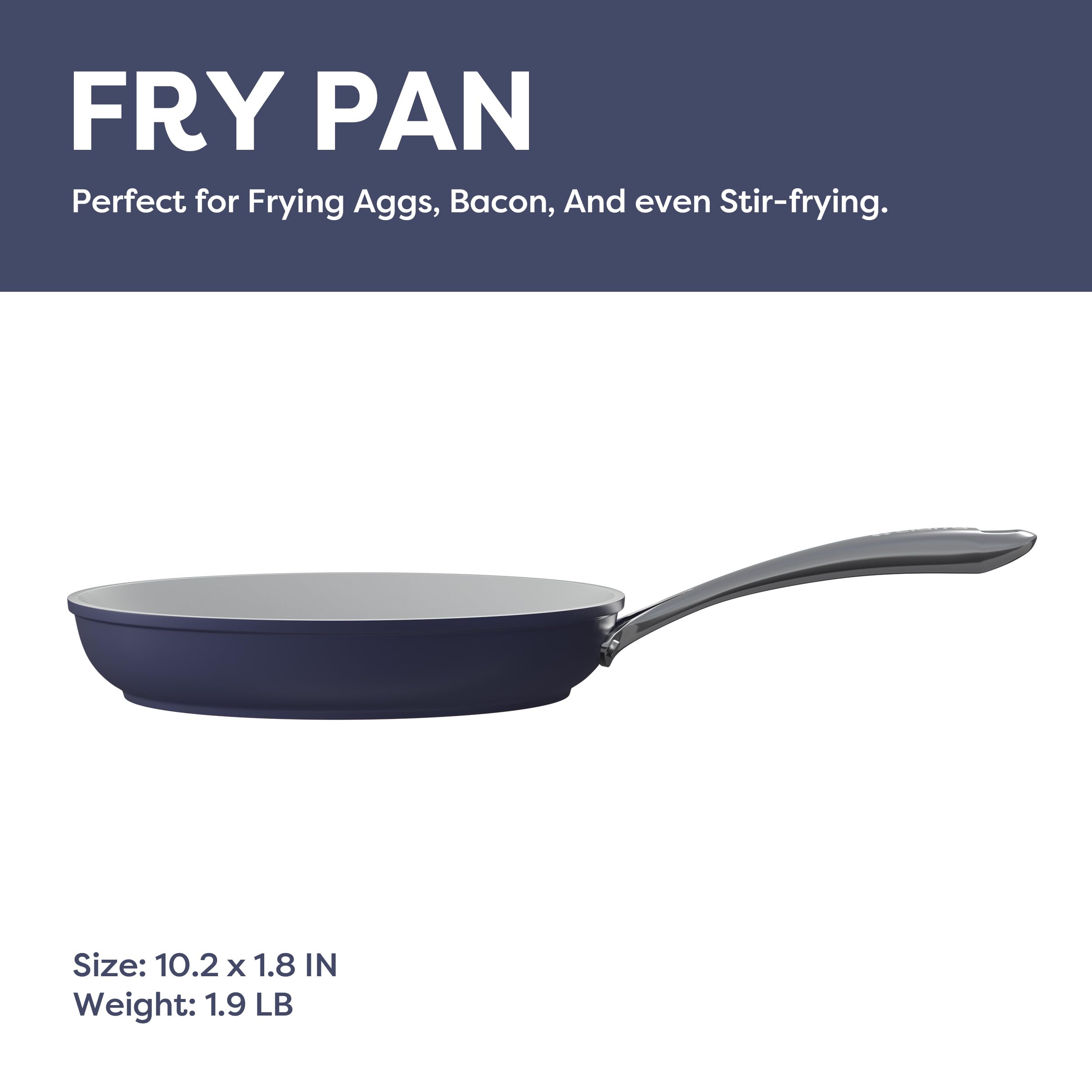 CIARRA Nonstick Ceramic Frying Pan, Non Toxic, PTFE & PFOA Free, Oven Safe & Compatible with All Stovetops, 10.2 Inches, Blue
