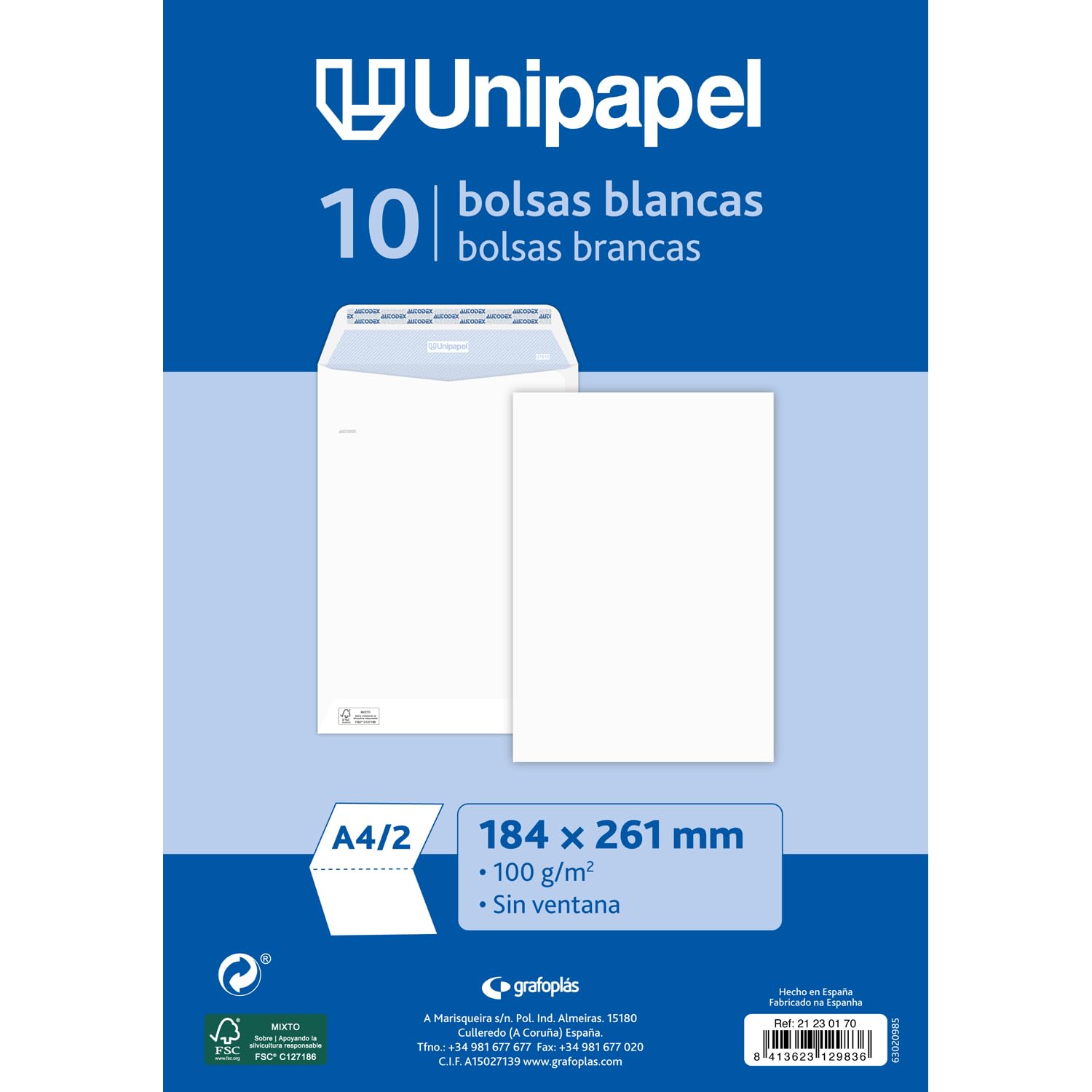 Unipapel Set of 25 envelopes made of paper without window