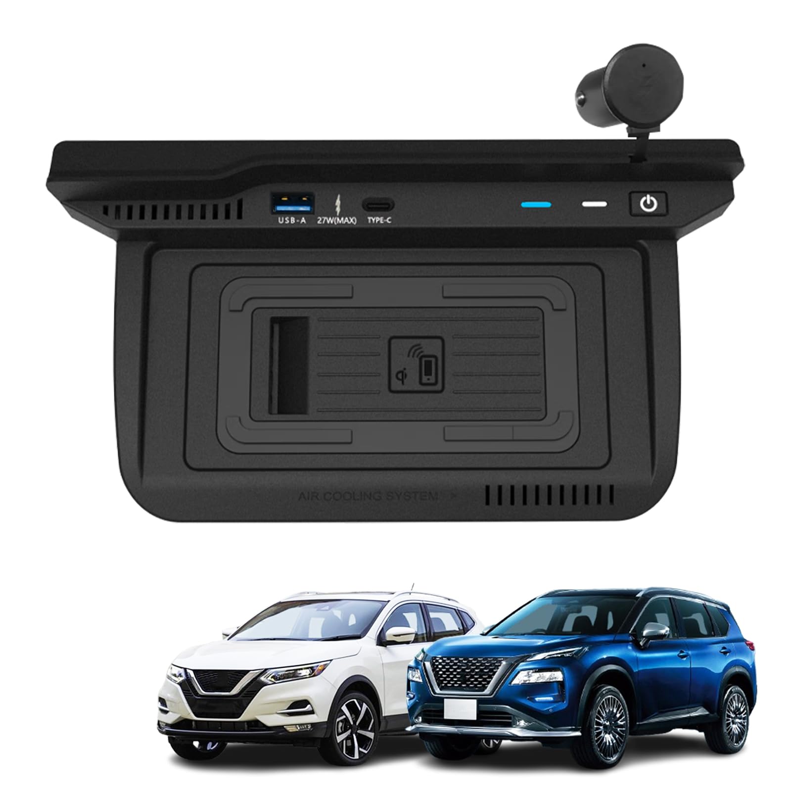 Chargeur de Voiture sans Fil (2021-2023), intérieur amélioré, Chargeur Rapide 15 W avec Port USB 27 W et Type-C pour Tout Smartphone Qi