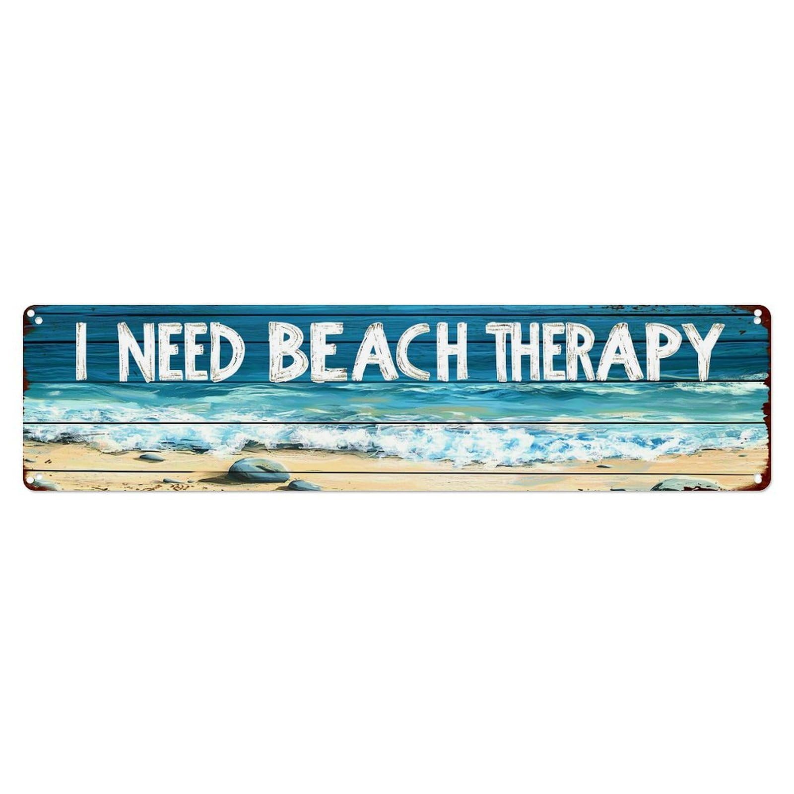 Jdyansheng Vintage I Need Beach Therapy Sign Tin Sign Metal Poster Metal Signs For Home Man Cave Bar Cafe Kitchen Laundry Room Wall Decorations 4X16 Inches