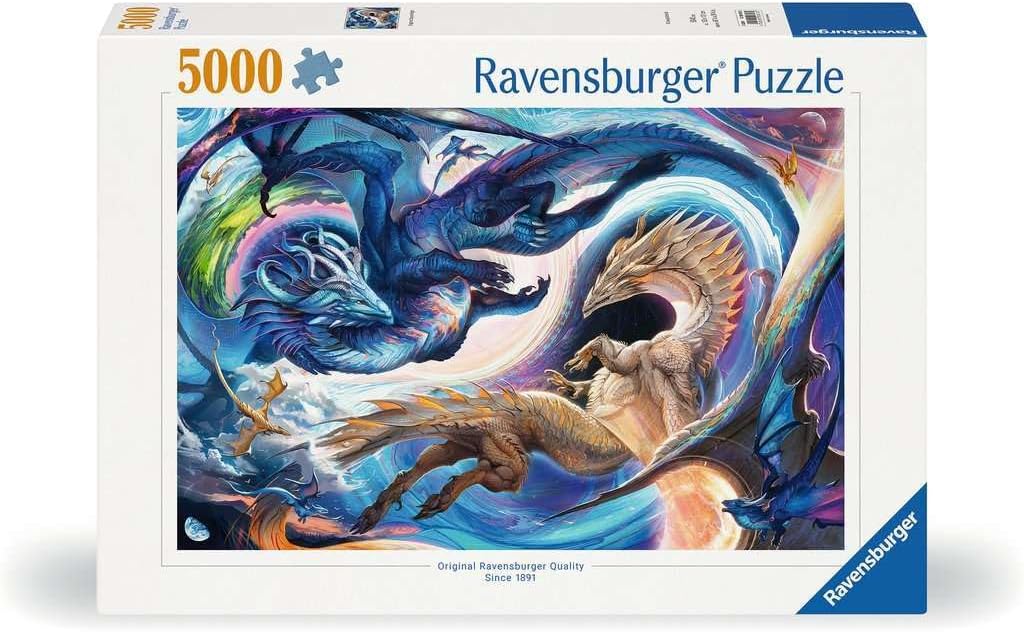 Ravensburger - Dragons Day and Night - 5000 Piece Jigsaw Puzzle - Magical, Mythical Dragons in Stunning, Vibrant Detail - Frameable - Premium Quality - Puzzles for Adults