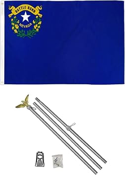 RFC State of Nevada with Aluminum 6 ft Flag Pole 3x5 Polyester Flag