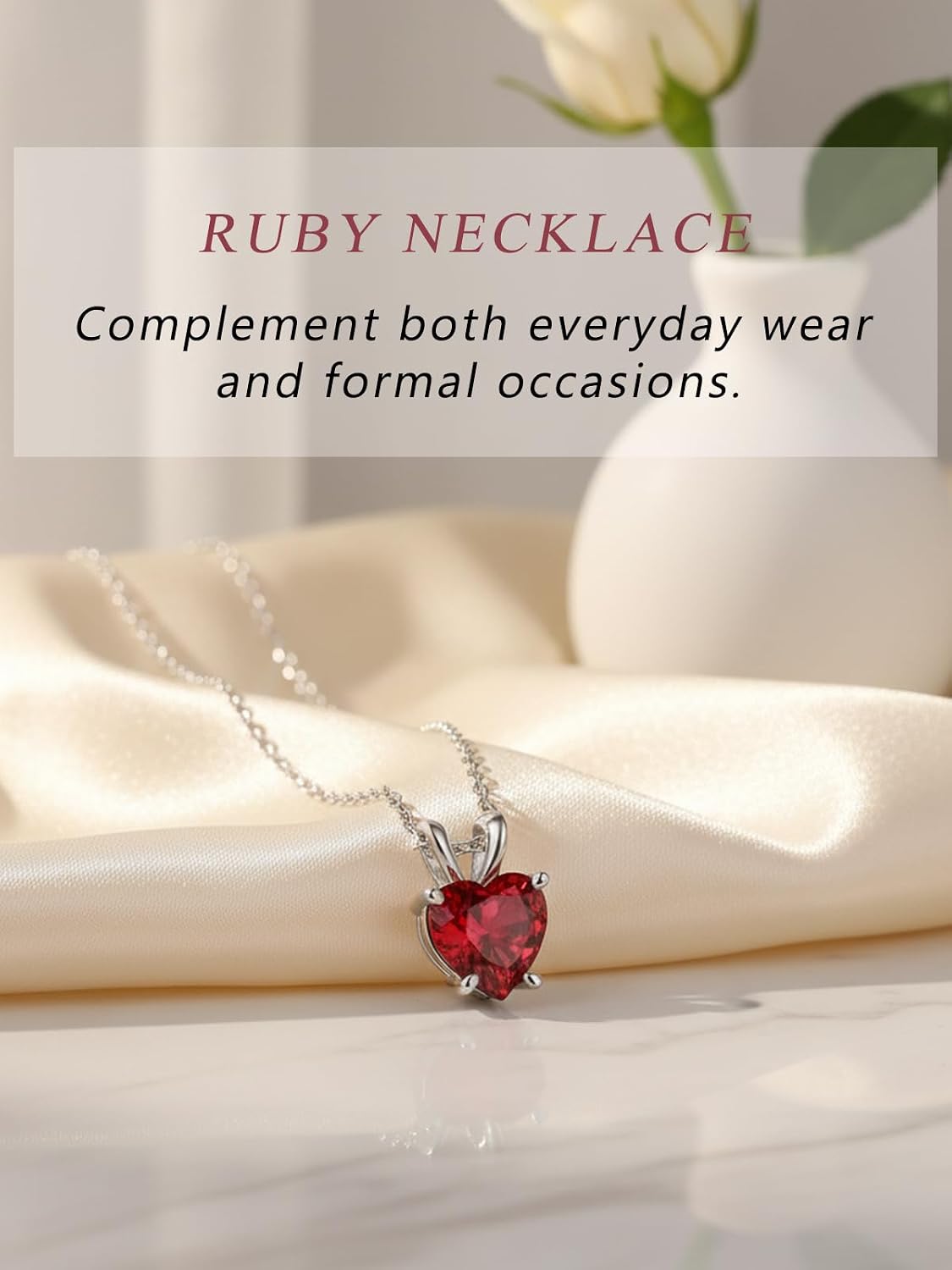 CYW Genuine Sapphire/Emerald/Ruby/Moissanite Necklace for Women, Really Authentic Solid 925 Sterling Silver, 16"/18"/20" Adjustable Chain, Anniversary Mother's Day Valentines Gift