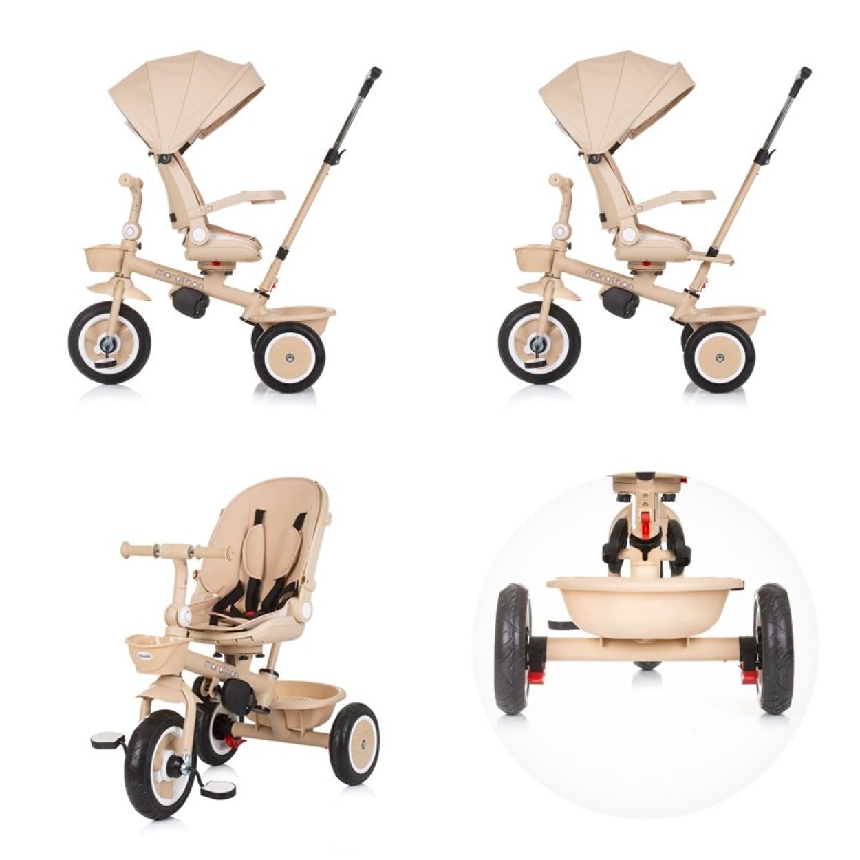 Chipolino Tricycle Marathon 2 in 1 Dreirad, Sitz umkehrbar, Gummiräder, Dach
