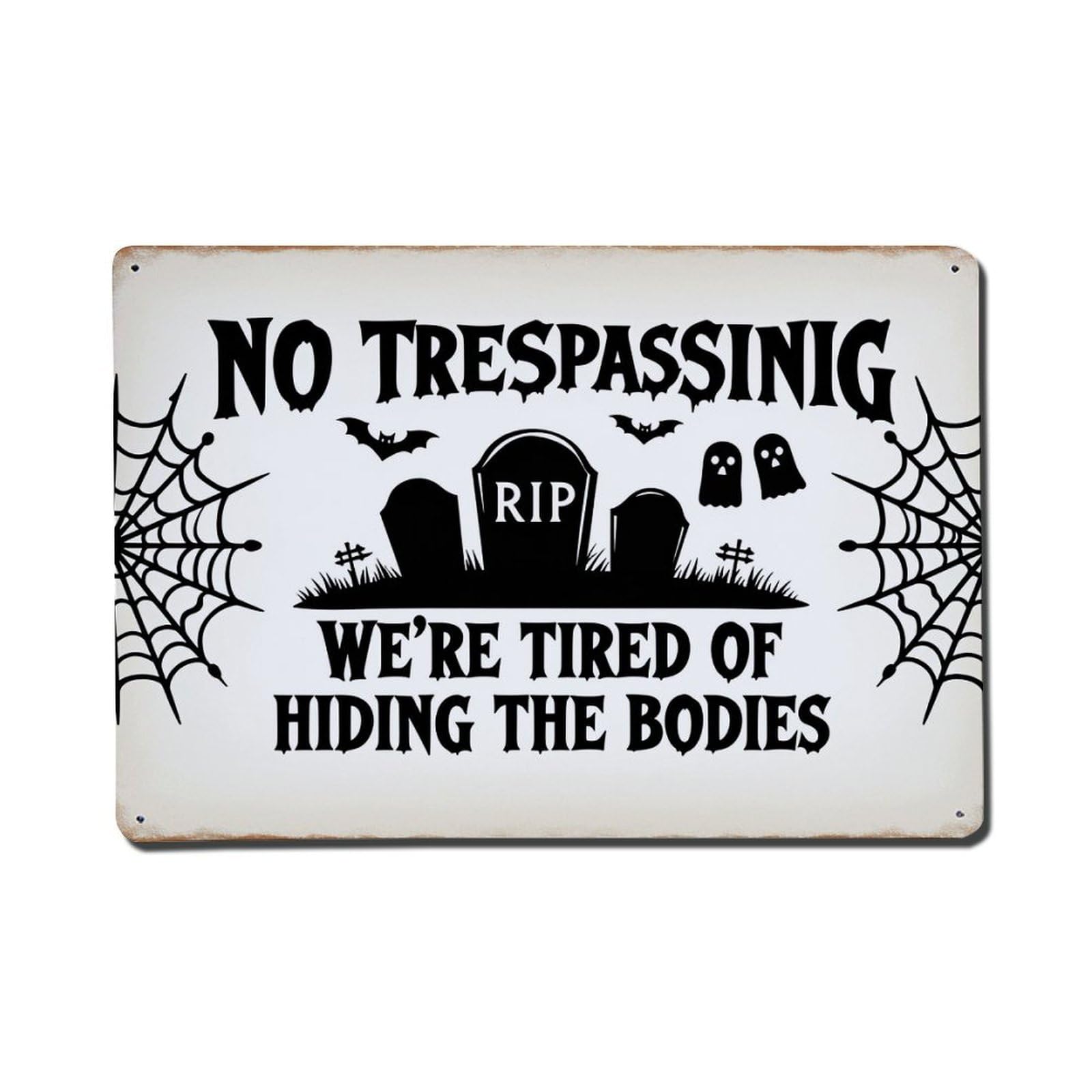 No Trespassing Graveyard Halloween Sign Tin Sign Metal Poster Vintage Metal Signs for Home Man Cave Bar Cafe Kitchen laundry room Wall Decorations Gift 8x12Inch
