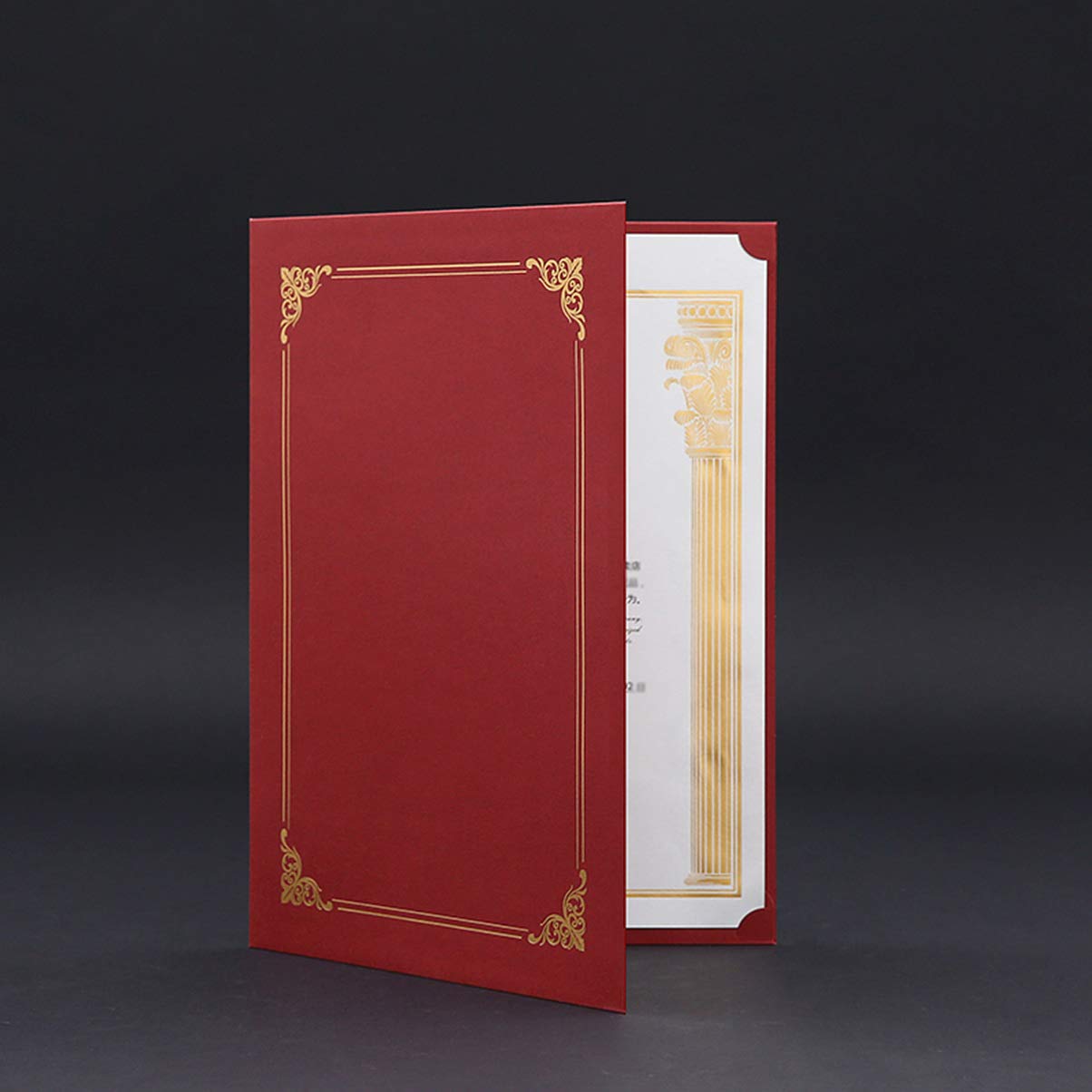 Toyvian 10Pcs Red Certificate Holders Diploma Document Covers with Gold Foil Border for Letter Size Paper (Purplish Red) - Image 3