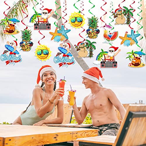 Christmas In July Decorations Hanging Swirls, Tropical Christmas Party Hanging Swirl Decorations, July Mele Kalikimaka Christmas Decorations For Flamingo Beach Santa Hawaiian Christmas Holiday Party #TOP6