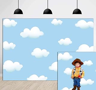 Blue Sky White Cloud Backdrop for Photography 5x3ft Kids Birthday Party Decoration Boys Girls Baby Shower Kids Portrait Photo Background