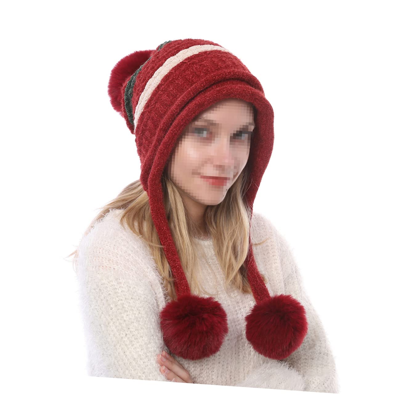 SOIMISS 2piezas Gorro De Lana Trenzado Para Mujer Pompones Sombrero Cálido y Cómodo Para Esquí y Actividades Al Aire