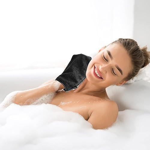 Miniatura 7 de PHOGARY Paquete de 10 manoplas de microfibra para el cuerpo, guantes suaves para la cara, paño de spa de baño, guantes reutilizables para quitar el