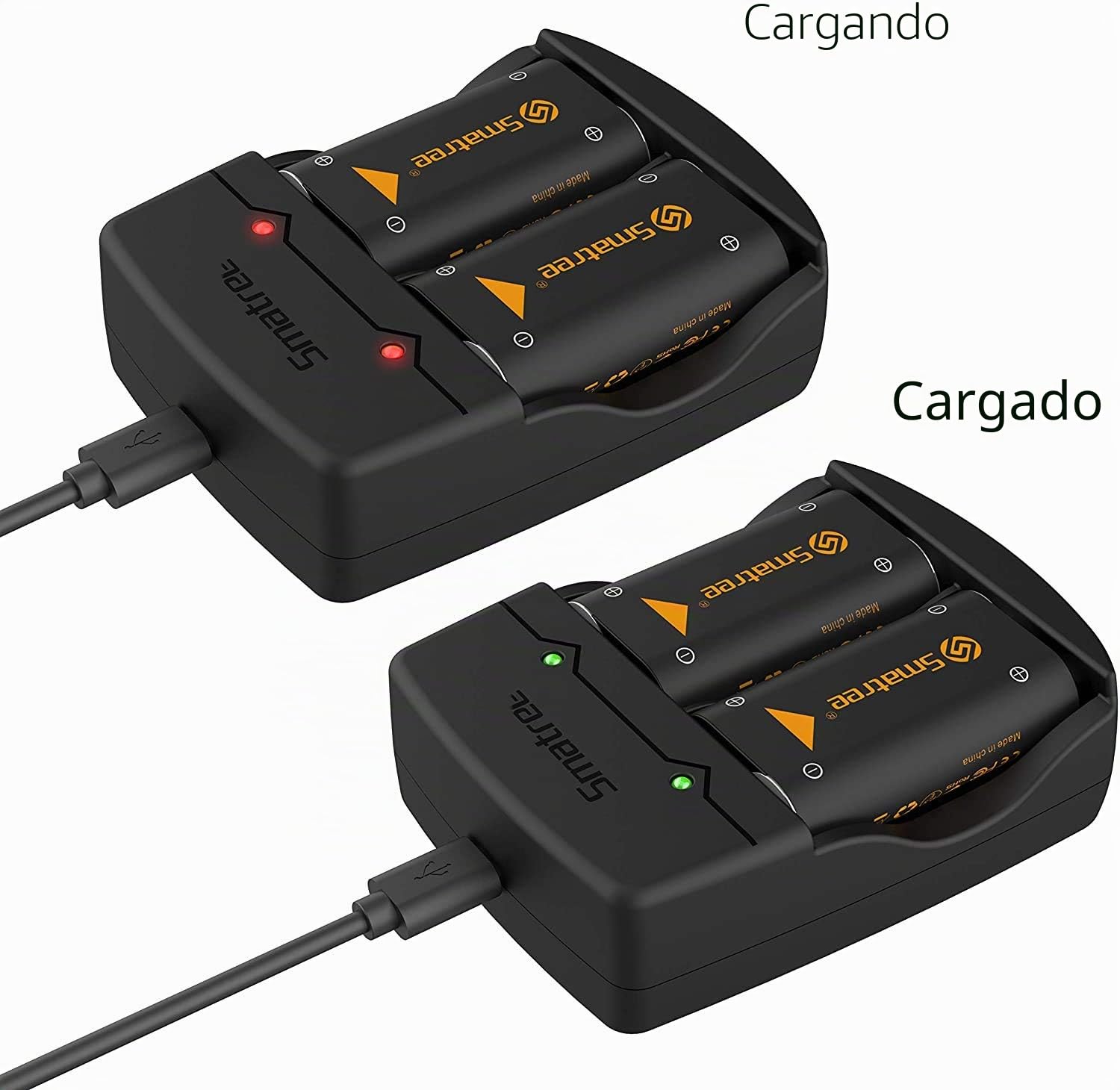 Smatree 4 x 2600 mAh Recargable batería para Xbox Series X/Xbox One, Xbox One S/Xbox One X, Controlador/Mando Xbox Elite, batería NI-MH + Cargador Doble Cana