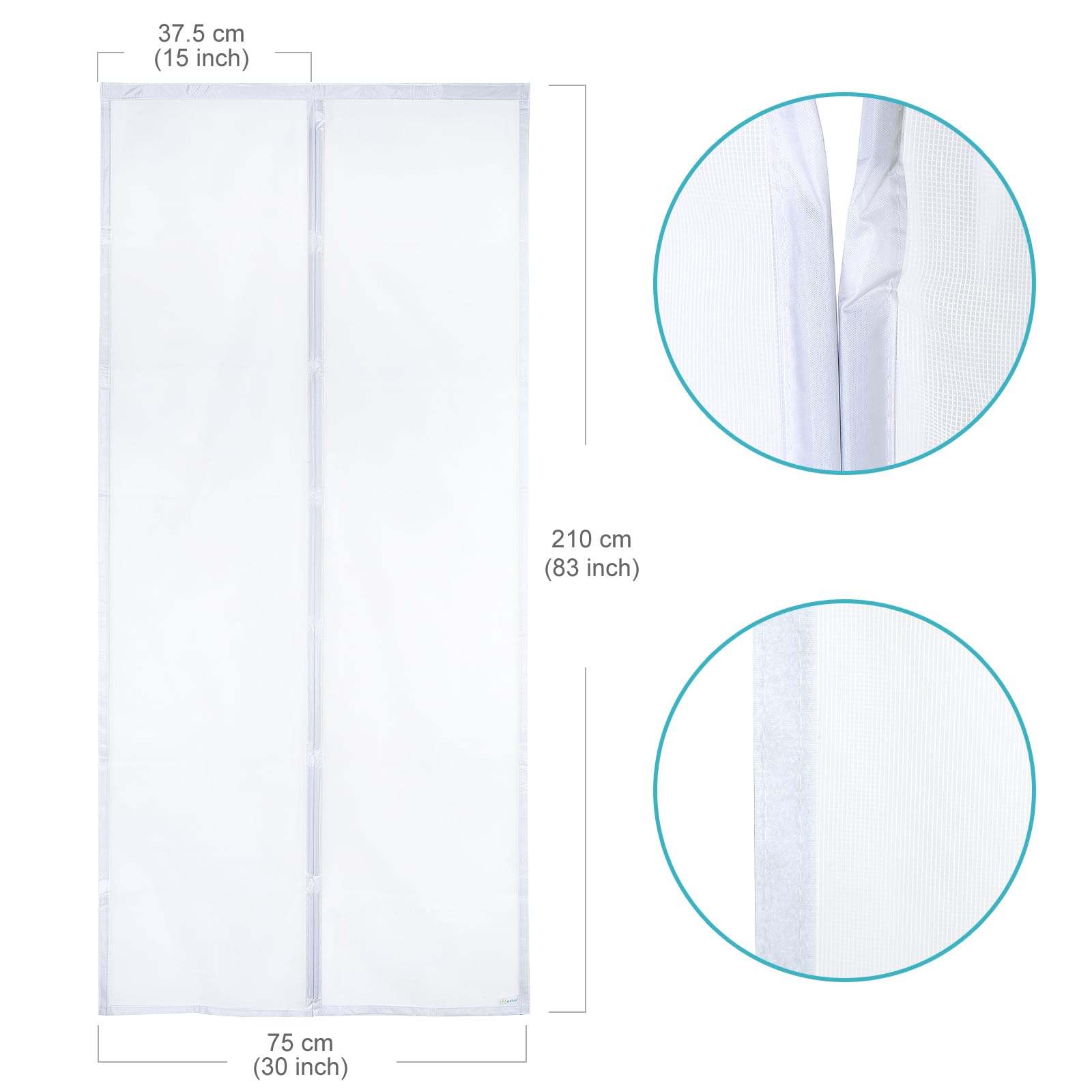 Apalus VP Zanzariera con Magneti in Vetroresina, 75x210 CM - Rete Molto Resistente, Tenda con Magneti Ancora Più Potenti, Resiste al Vento e ai Raggi UV - Non Accorciabile (Bianco)