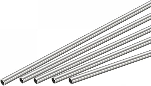 uxcell Tubo redondo de acero inoxidable 304 0.118 in OD 0.024 in espesor de pared 11.811 in longitud 5 piezas