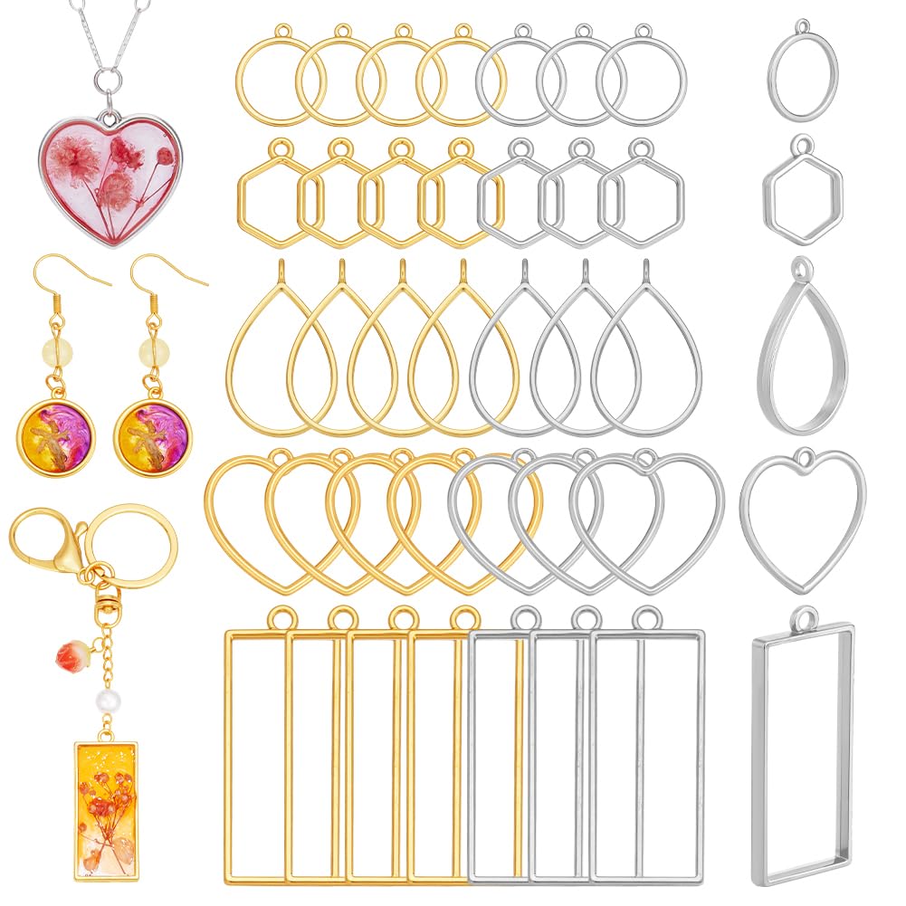 10 styles de pendentifs creux en résine avec 100 pièces géométriques