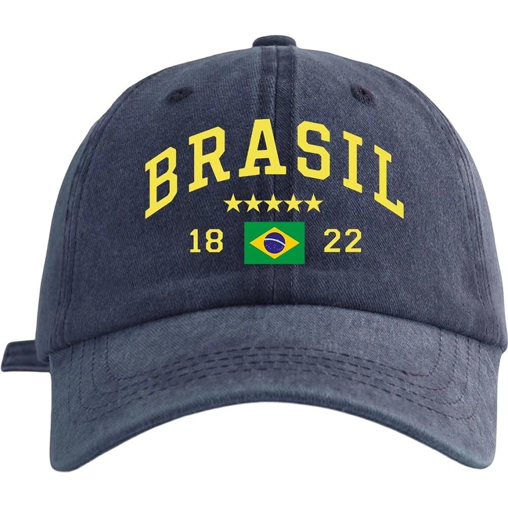 Sslvya Brazil Flag Baseball Cap Distressed Washed Cotton Trucker Hat Summer Sun Protection Hats for Unisex Outdoor Travel Hiking