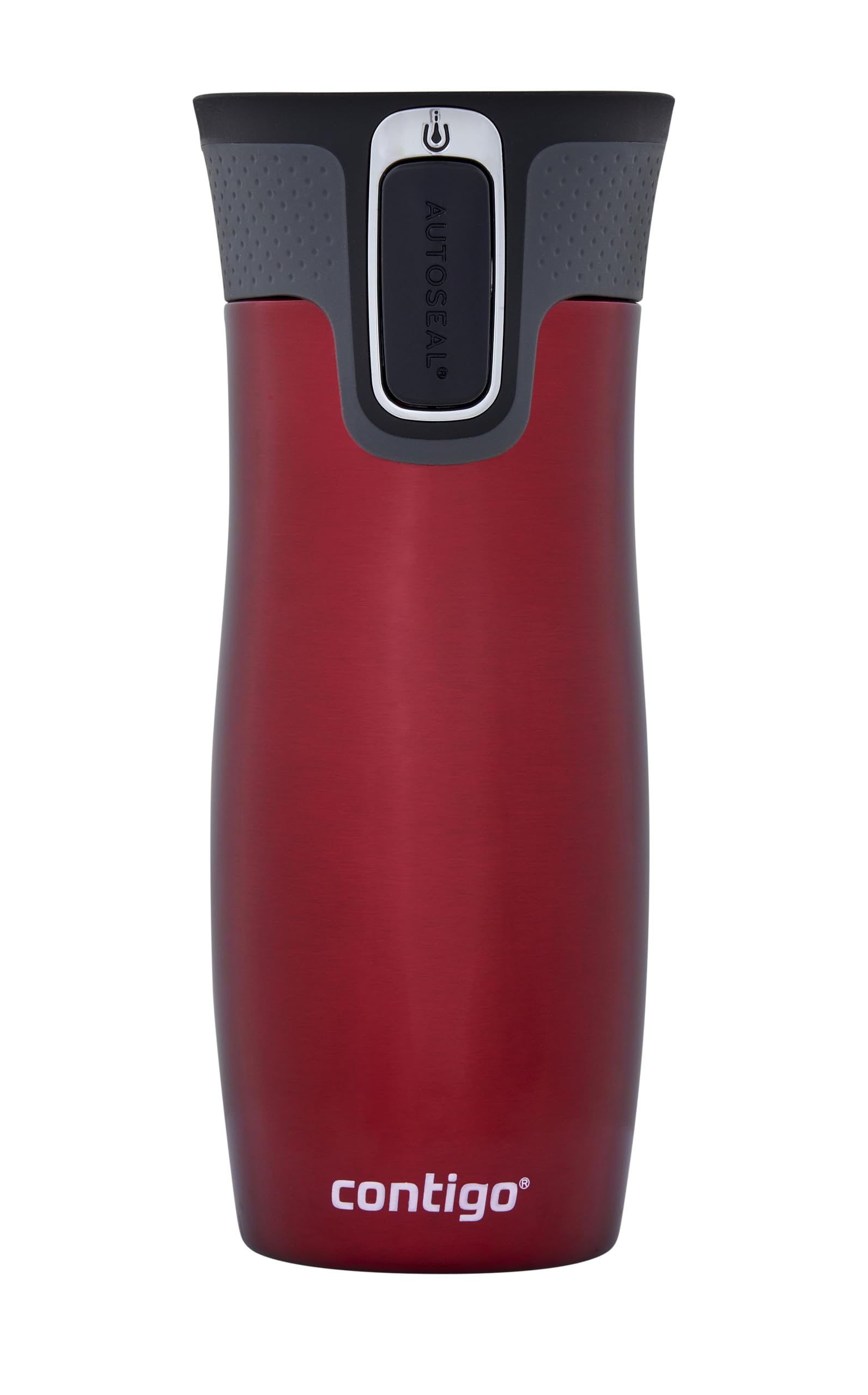Contigo West Loop Autoseal Travel Mug, Stainless Steel Thermal Mug, Vacuum Flask, Leakproof Tumbler, Coffee Mug with BPA Easy-Clean Lid, 470 ml, Red