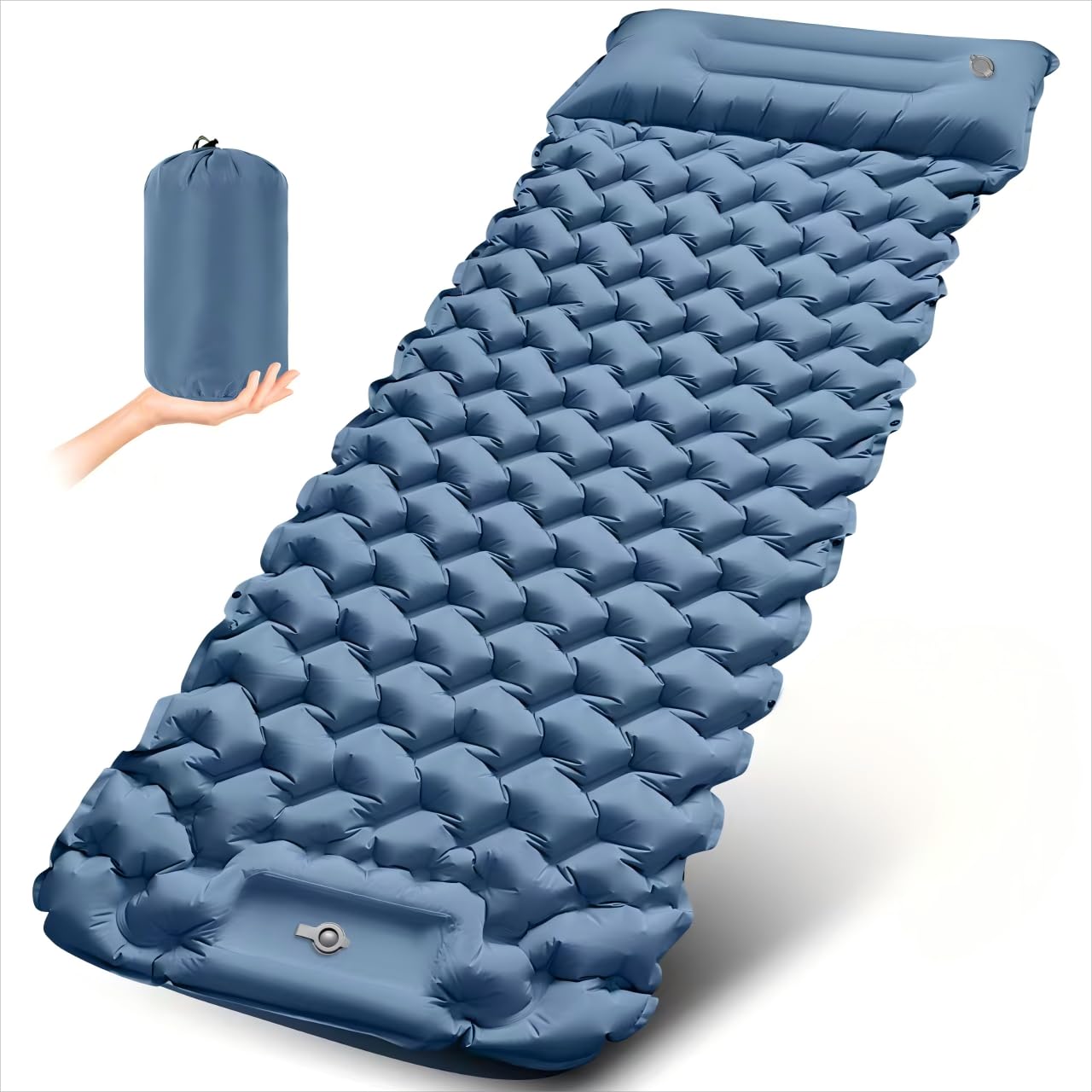 Matelas de camping gonflable contre le mal de dos avec oreiller ergonomique