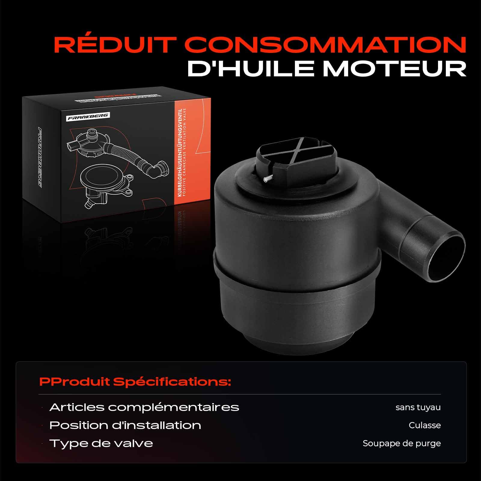 Frankberg Soupape de ventilation du carter, culasse 06A103467E | Compatible avec: Cordoue 6K1 6K2, Nouvelle Coccinelle 1C1 9C1, B.o.r.a 1J2, Golf IV Variant 1J5, A3 8L1