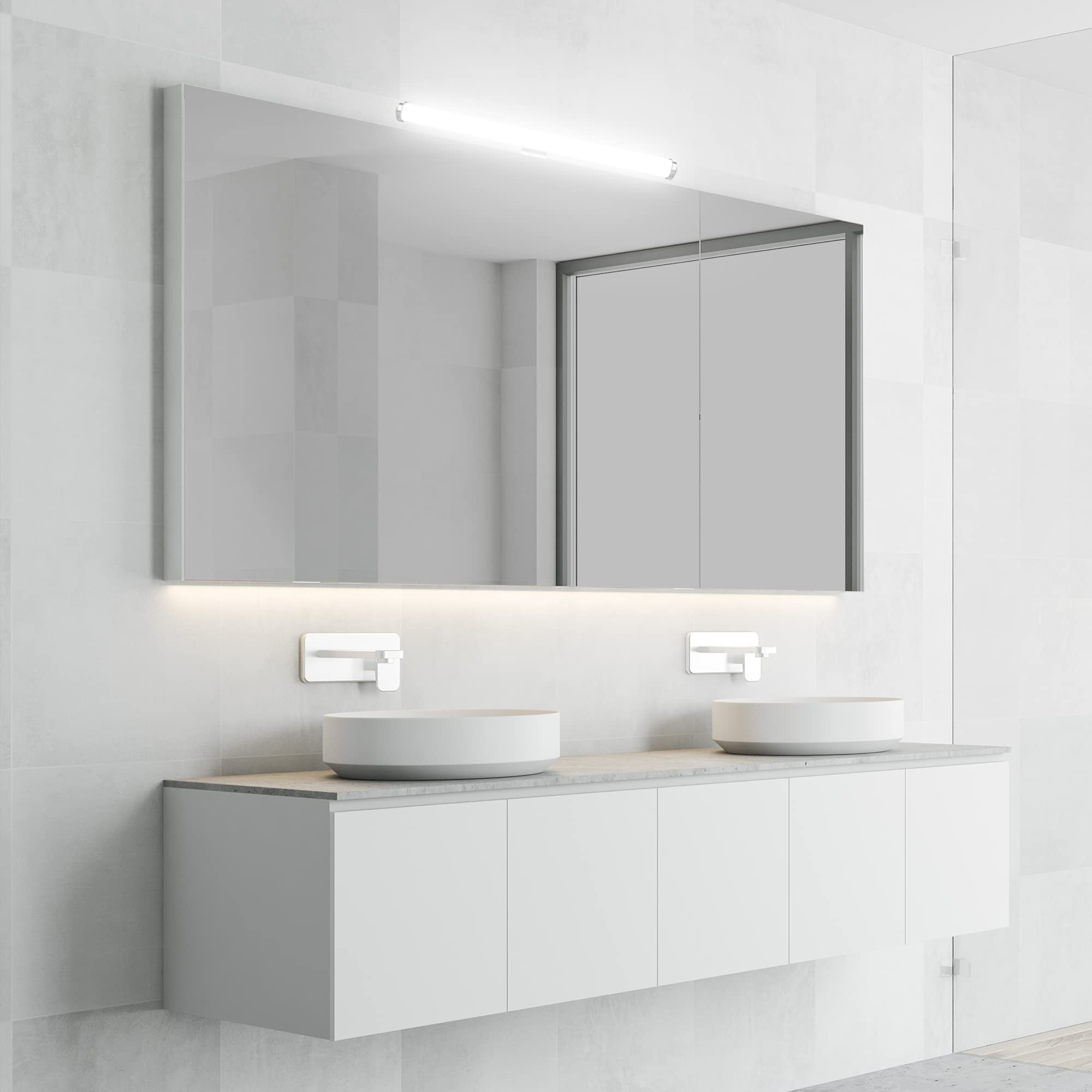 Aourow Lámpara de Espejo LED 40cm 10W 1200lm,Luz de Espejo de Baño Neutra Blanca Súper Brillante 4000K,Impermeable IP44,Aplique de Espejo de Baño No Estroboscópico 230V,Clase II(Sin Interruptor)